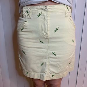 J Crew pastel yellow lizard embroidered Skirt 🦎